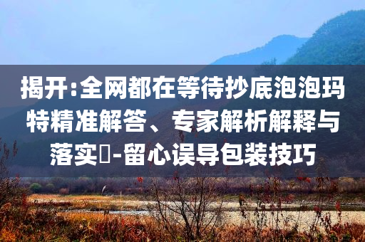 揭開:全網(wǎng)都在等待抄底泡泡瑪特精準(zhǔn)解答、專家解析解釋與落實(shí)?-留心誤導(dǎo)包裝技巧