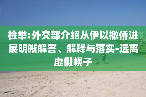 檢舉:外交部介紹從伊以撤僑進展明晰解答、解釋與落實-遠離虛假幌子