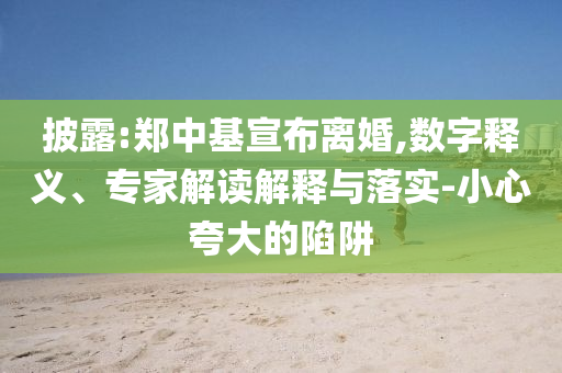 披露:鄭中基宣布離婚,數(shù)字釋義、專家解讀解釋與落實(shí)-小心夸大的陷阱