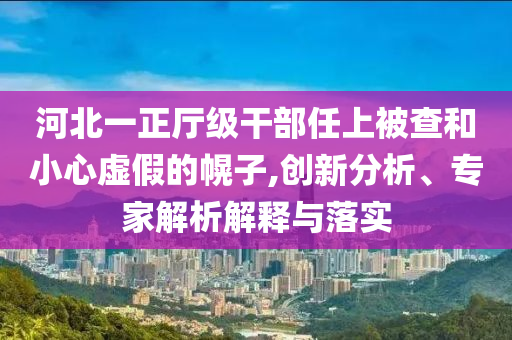 河北一正廳級(jí)干部任上被查和小心虛假的幌子,創(chuàng)新分析、專家解析解釋與落實(shí)