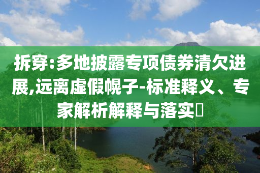 拆穿:多地披露專項債券清欠進展,遠離虛假幌子-標準釋義、專家解析解釋與落實?