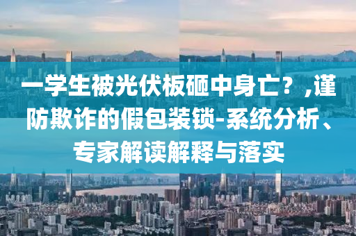 一學(xué)生被光伏板砸中身亡？,謹(jǐn)防欺詐的假包裝鎖-系統(tǒng)分析、專家解讀解釋與落實(shí)