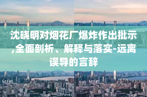沈曉明對(duì)煙花廠爆炸作出批示,全面剖析、解釋與落實(shí)-遠(yuǎn)離誤導(dǎo)的言辭