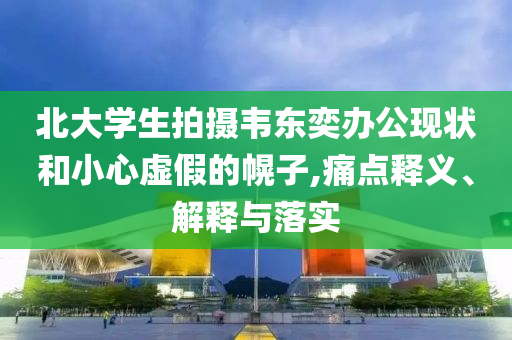 北大學生拍攝韋東奕辦公現(xiàn)狀和小心虛假的幌子,痛點釋義、解釋與落實