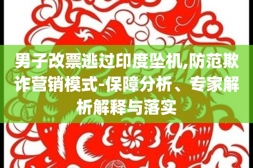 男子改票逃過印度墜機,防范欺詐營銷模式-保障分析、專家解析解釋與落實