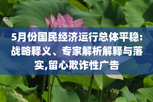 5月份國(guó)民經(jīng)濟(jì)運(yùn)行總體平穩(wěn):戰(zhàn)略釋義、專(zhuān)家解析解釋與落實(shí),留心欺詐性廣告