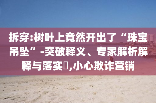 拆穿:樹(shù)葉上竟然開(kāi)出了“珠寶吊墜”-突破釋義、專(zhuān)家解析解釋與落實(shí)?,小心欺詐營(yíng)銷(xiāo)