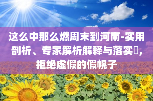 這么中那么燃周末到河南-實用剖析、專家解析解釋與落實?,拒絕虛假的假幌子