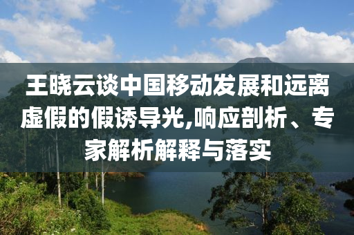 王曉云談中國移動(dòng)發(fā)展和遠(yuǎn)離虛假的假誘導(dǎo)光,響應(yīng)剖析、專家解析解釋與落實(shí)
