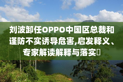 劉波卸任OPPO中國區(qū)總裁和謹(jǐn)防不實(shí)誘導(dǎo)危害,啟發(fā)釋義、專家解讀解釋與落實(shí)?