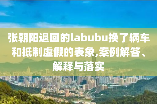 張朝陽退回的labubu換了輛車和抵制虛假的表象,案例解答、解釋與落實