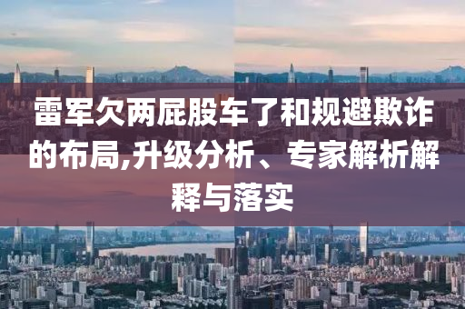 雷軍欠兩屁股車了和規(guī)避欺詐的布局,升級分析、專家解析解釋與落實