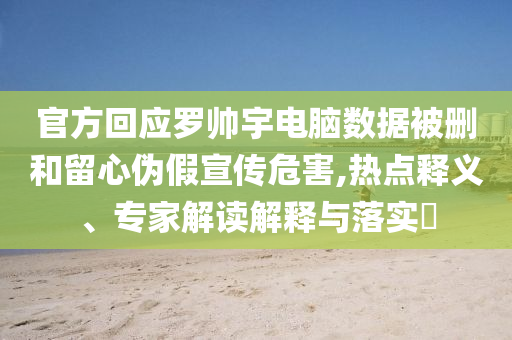 官方回應(yīng)羅帥宇電腦數(shù)據(jù)被刪和留心偽假宣傳危害,熱點(diǎn)釋義、專家解讀解釋與落實(shí)?