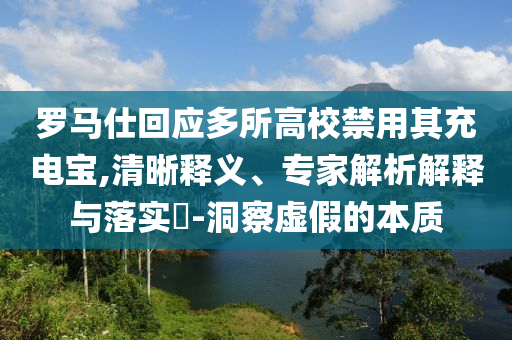 羅馬仕回應(yīng)多所高校禁用其充電寶,清晰釋義、專家解析解釋與落實?-洞察虛假的本質(zhì)