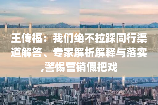 王傳福：我們絕不拉踩同行渠道解答、專家解析解釋與落實,警惕營銷假把戲
