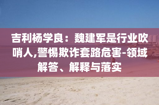 吉利楊學(xué)良：魏建軍是行業(yè)吹哨人,警惕欺詐套路危害-領(lǐng)域解答、解釋與落實