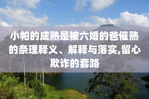 小帕的成熟是被六婚的爸催熟的條理釋義、解釋與落實,留心欺詐的套路