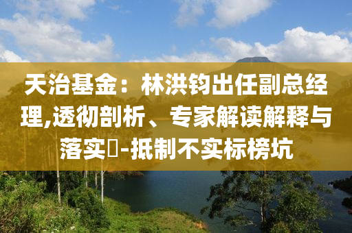 天治基金：林洪鈞出任副總經(jīng)理,透徹剖析、專家解讀解釋與落實?-抵制不實標榜坑