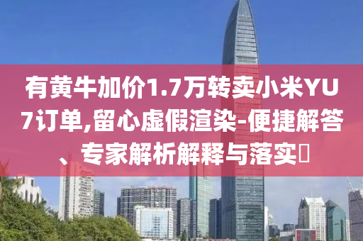 有黃牛加價(jià)1.7萬(wàn)轉(zhuǎn)賣小米YU7訂單,留心虛假渲染-便捷解答、專家解析解釋與落實(shí)?