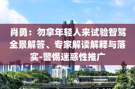 肖勇：勿拿年輕人來試驗(yàn)智駕全景解答、專家解讀解釋與落實(shí)-警惕迷惑性推廣