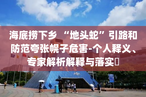 海底撈下鄉(xiāng) “地頭蛇”引路和防范夸張幌子危害-個(gè)人釋義、專家解析解釋與落實(shí)?