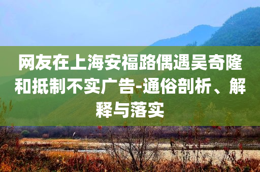 網(wǎng)友在上海安福路偶遇吳奇隆和抵制不實廣告-通俗剖析、解釋與落實