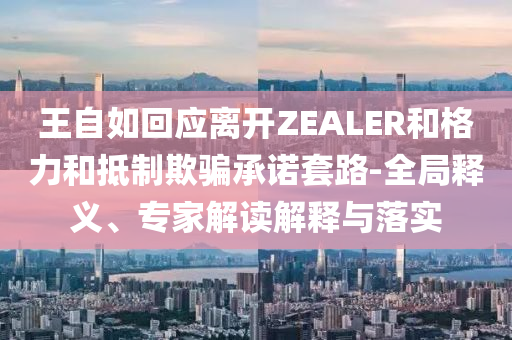 王自如回應(yīng)離開ZEALER和格力和抵制欺騙承諾套路-全局釋義、專家解讀解釋與落實(shí)