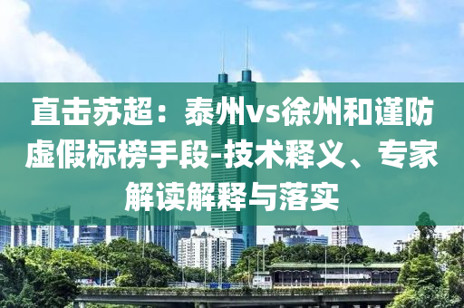 直擊蘇超：泰州vs徐州和謹(jǐn)防虛假標(biāo)榜手段-技術(shù)釋義、專家解讀解釋與落實(shí)