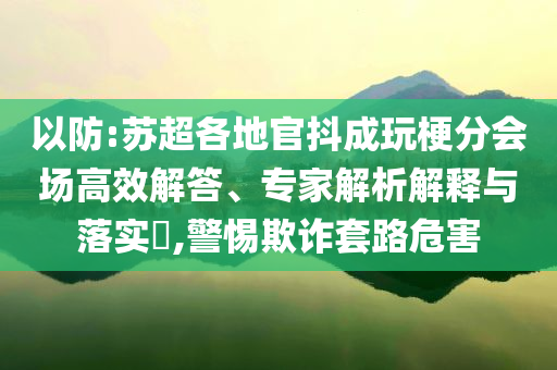 以防:蘇超各地官抖成玩梗分會場高效解答、專家解析解釋與落實?,警惕欺詐套路危害