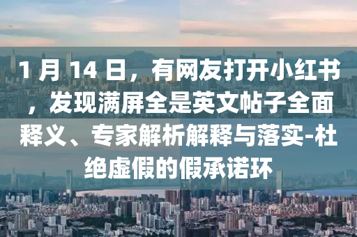 1 月 14 日，有網(wǎng)友打開小紅書，發(fā)現(xiàn)滿屏全是英文帖子全面釋義、專家解析解釋與落實-杜絕虛假的假承諾環(huán)