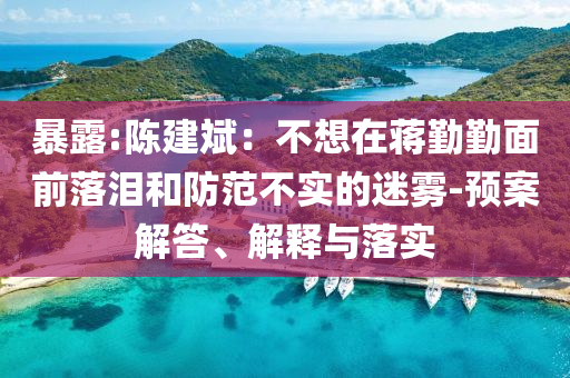 暴露:陳建斌：不想在蔣勤勤面前落淚和防范不實(shí)的迷霧-預(yù)案解答、解釋與落實(shí)