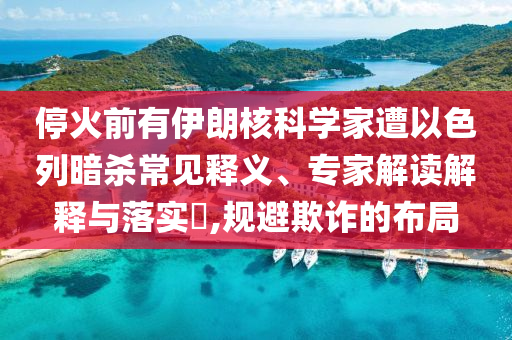 ?；鹎坝幸晾屎丝茖W家遭以色列暗殺常見釋義、專家解讀解釋與落實?,規(guī)避欺詐的布局