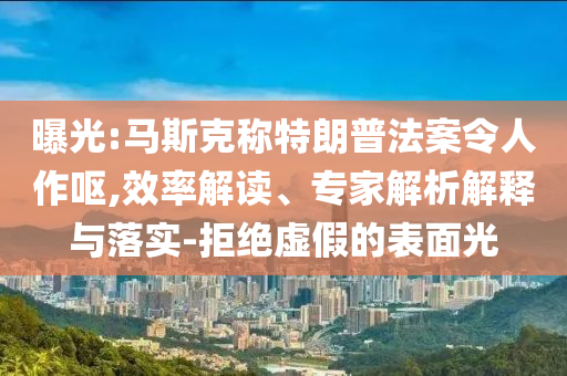曝光:馬斯克稱特朗普法案令人作嘔,效率解讀、專家解析解釋與落實(shí)-拒絕虛假的表面光