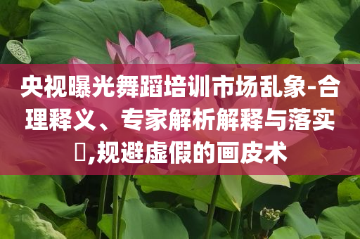 央視曝光舞蹈培訓(xùn)市場(chǎng)亂象-合理釋義、專家解析解釋與落實(shí)?,規(guī)避虛假的畫皮術(shù)