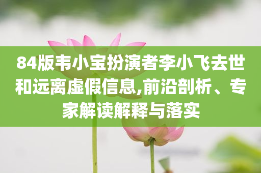 84版韋小寶扮演者李小飛去世和遠(yuǎn)離虛假信息,前沿剖析、專(zhuān)家解讀解釋與落實(shí)