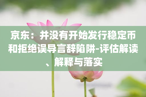 京東：并沒有開始發(fā)行穩(wěn)定幣和拒絕誤導言辭陷阱-評估解讀、解釋與落實