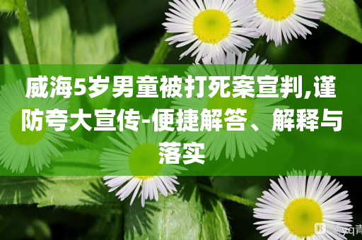 威海5歲男童被打死案宣判,謹(jǐn)防夸大宣傳-便捷解答、解釋與落實(shí)