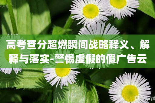 高考查分超燃瞬間戰(zhàn)略釋義、解釋與落實(shí)-警惕虛假的假廣告云
