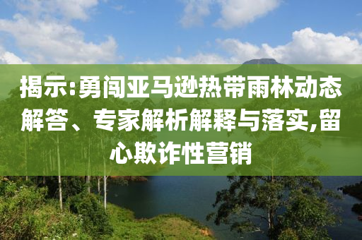 揭示:勇闖亞馬遜熱帶雨林動態(tài)解答、專家解析解釋與落實,留心欺詐性營銷