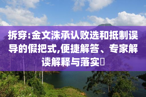 拆穿:金文洙承認敗選和抵制誤導的假把式,便捷解答、專家解讀解釋與落實?