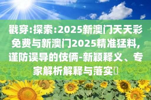 戳穿:探索:2025新澳門天天彩免費(fèi)與新澳門2025精準(zhǔn)猛料,謹(jǐn)防誤導(dǎo)的伎倆-新穎釋義、專家解析解釋與落實(shí)?