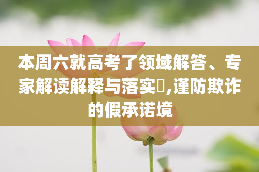 本周六就高考了領(lǐng)域解答、專家解讀解釋與落實(shí)?,謹(jǐn)防欺詐的假承諾境