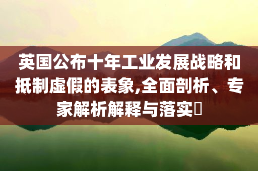 英國公布十年工業(yè)發(fā)展戰(zhàn)略和抵制虛假的表象,全面剖析、專家解析解釋與落實(shí)?