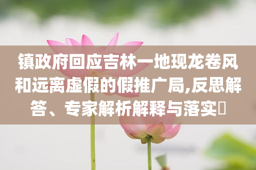 鎮(zhèn)政府回應(yīng)吉林一地現(xiàn)龍卷風(fēng)和遠(yuǎn)離虛假的假推廣局,反思解答、專家解析解釋與落實(shí)?