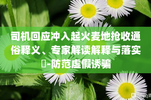 司機回應沖入起火麥地搶收通俗釋義、專家解讀解釋與落實?-防范虛假誘騙