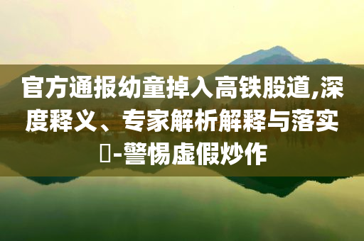 官方通報幼童掉入高鐵股道,深度釋義、專家解析解釋與落實?-警惕虛假炒作