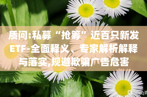 質(zhì)問:私募“搶籌”近百只新發(fā)ETF-全面釋義、專家解析解釋與落實,規(guī)避欺騙廣告危害