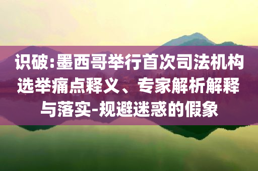 識破:墨西哥舉行首次司法機構選舉痛點釋義、專家解析解釋與落實-規(guī)避迷惑的假象