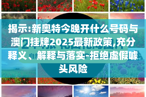 揭示:新奧特今晚開什么號(hào)碼與澳門掛牌2025最新政策,充分釋義、解釋與落實(shí)-拒絕虛假噱頭風(fēng)險(xiǎn)