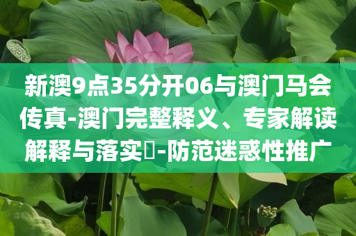 新澳9點(diǎn)35分開(kāi)06與澳門馬會(huì)傳真-澳門完整釋義、專家解讀解釋與落實(shí)?-防范迷惑性推廣